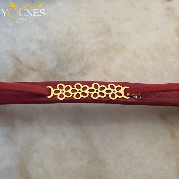 دستبند طلا زنانه چرم گل L554